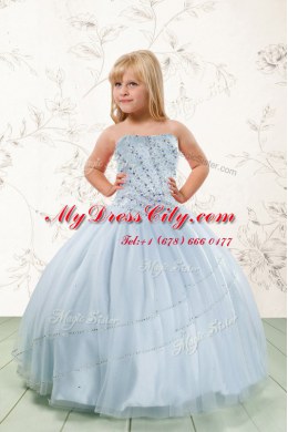 Sleeveless Lace Up Floor Length Beading Little Girls Pageant Dress Wholesale