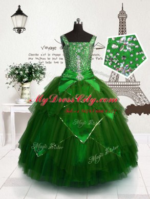 Superior Sleeveless Beading and Sashes ribbons Lace Up Pageant Dress for Teens