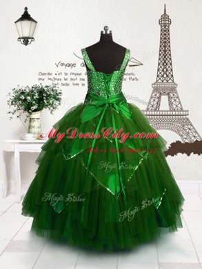 Superior Sleeveless Beading and Sashes ribbons Lace Up Pageant Dress for Teens