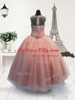 New Arrival Pink Zipper Scoop Beading Custom Made Organza Sleeveless