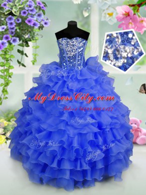 Organza Sleeveless Floor Length Womens Party Dresses and Ruffled Layers and Sequins