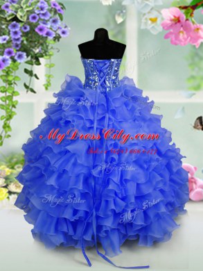 Organza Sleeveless Floor Length Womens Party Dresses and Ruffled Layers and Sequins