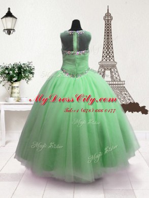 Beauteous Scoop Organza Sleeveless Floor Length Little Girl Pageant Dress and Beading