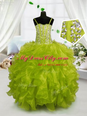 Sleeveless Beading and Ruffles Lace Up Custom Made