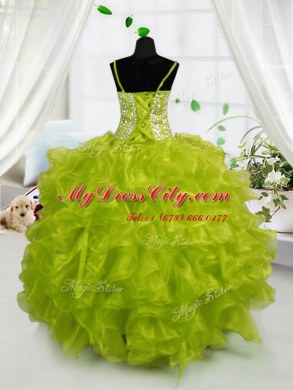 Sleeveless Beading and Ruffles Lace Up Custom Made