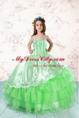 Ruffled Spaghetti Straps Sleeveless Lace Up Pageant Dress for Teens Organza