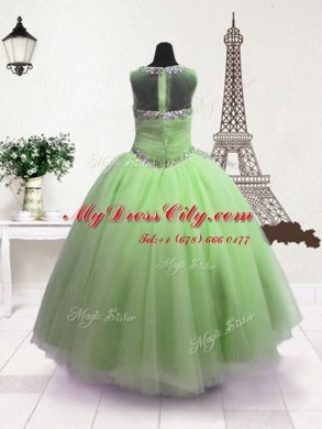 Super Scoop Sleeveless Organza Pageant Gowns For Girls Beading Zipper