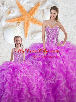 Edgy Floor Length Fuchsia Quinceanera Gowns Sweetheart Sleeveless Lace Up