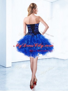 Luxurious Mini Length Royal Blue Cocktail Dress Sweetheart Sleeveless Lace Up