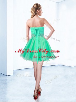 Sweetheart Sleeveless Lace Up Dress for Prom Turquoise Organza