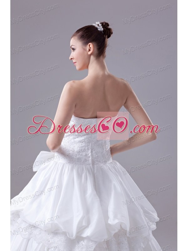 Bowknot Gorgeous Long Ball Gown Strapless Wedding Dress