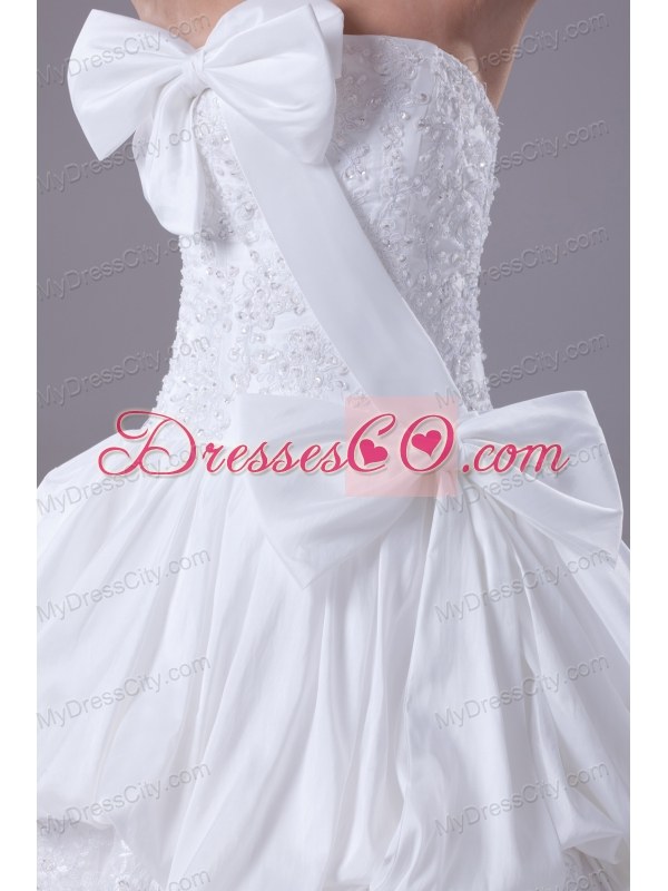 Bowknot Gorgeous Long Ball Gown Strapless Wedding Dress