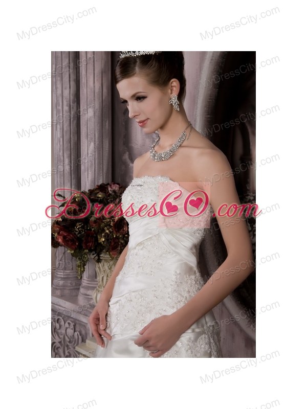 Customize One Shoulder Court Train Beaded Waist Chiffon Wedding Dress