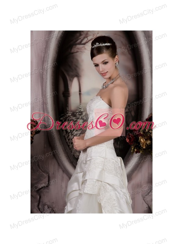 Customize One Shoulder Court Train Beaded Waist Chiffon Wedding Dress