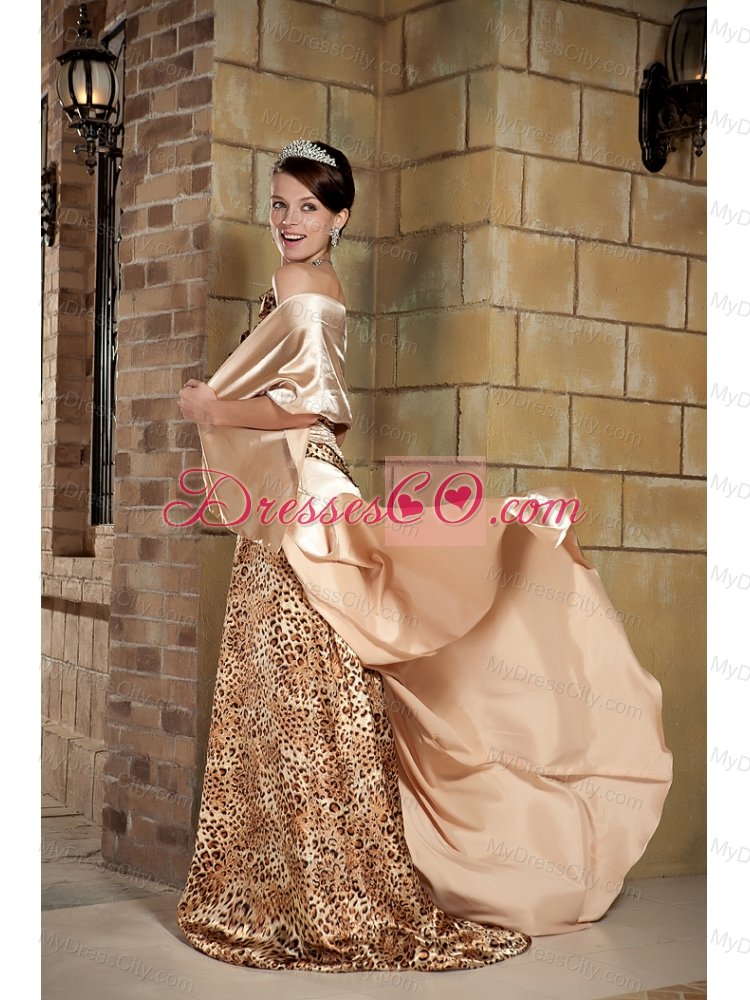 Strapless Champagne Column One Shoulder Celebrity Dresses