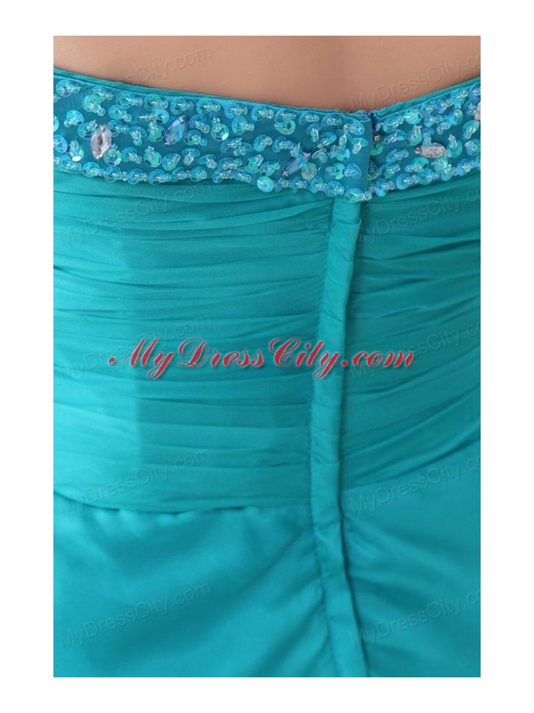 Aqua Blue Sweetheart Beaded Prom Dress with Knee-length