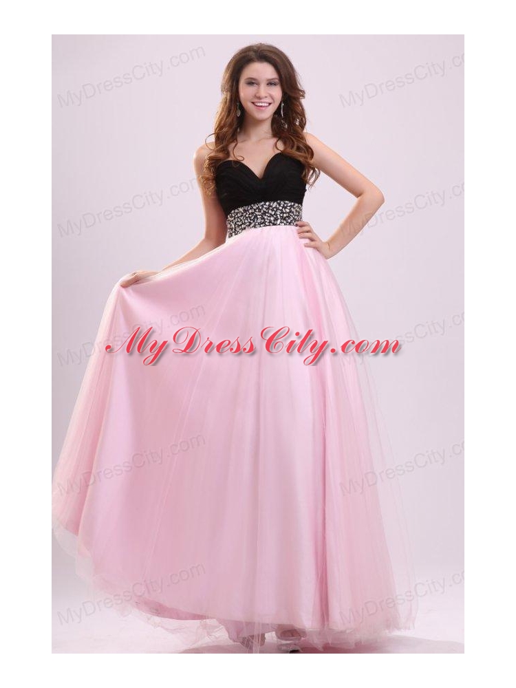 Empire Baby Pink Sweetheart Beading and Ruching Chiffon Prom Dress