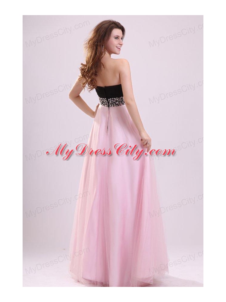 Empire Baby Pink Sweetheart Beading and Ruching Chiffon Prom Dress