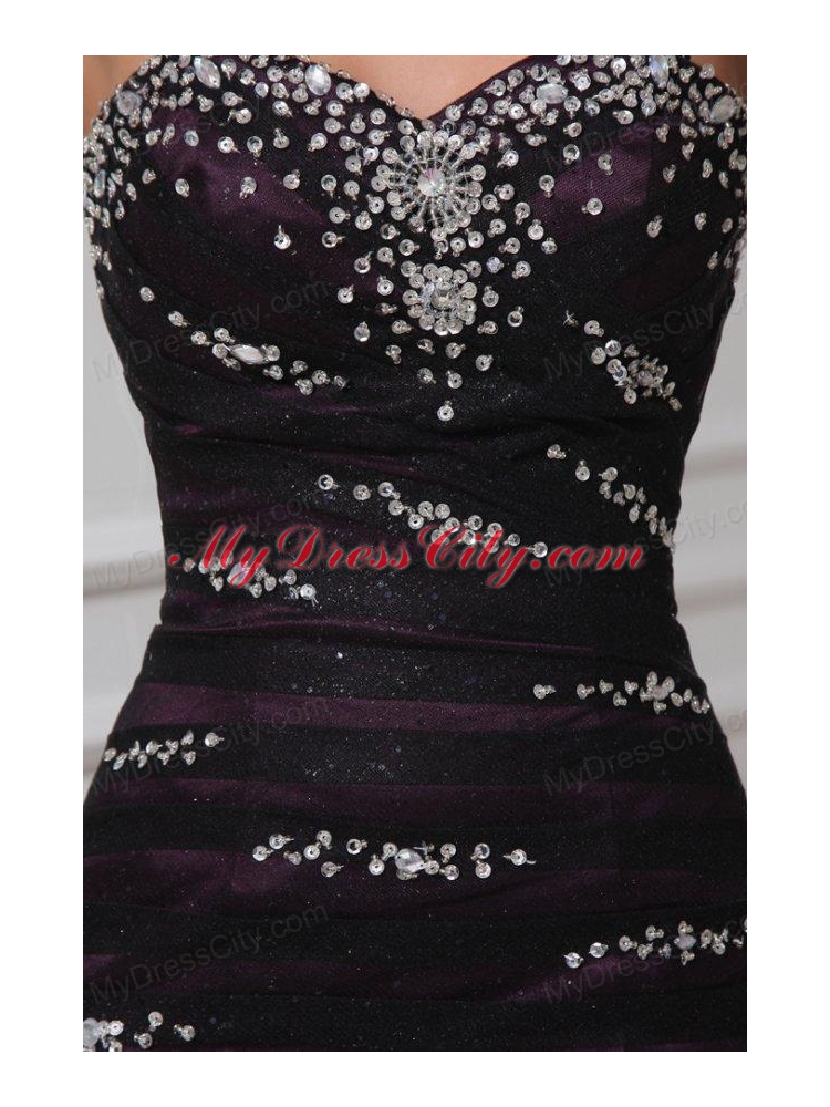 Mermaid Sweetheart Purple Tulle 2014 Perfect Prom Dress with Beading