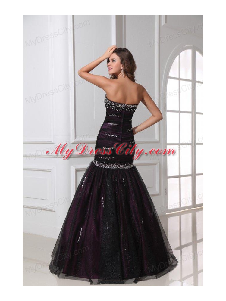 Mermaid Sweetheart Purple Tulle 2014 Perfect Prom Dress with Beading