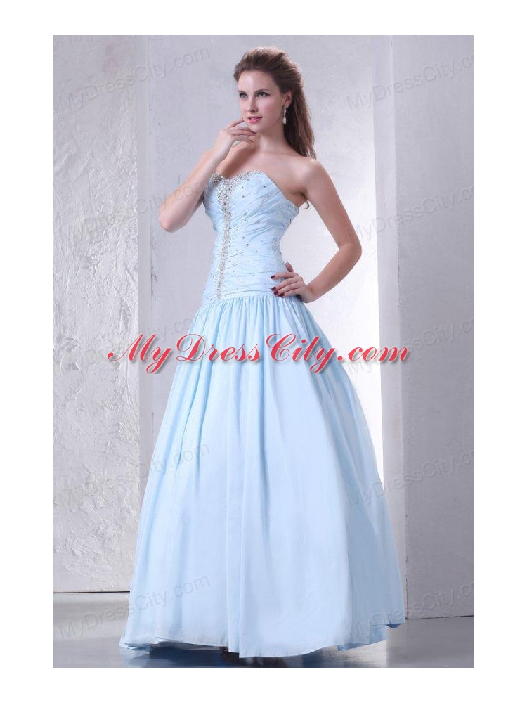 Sweetheart A-line Taffeta Beaded Decorate Prom Dress for 2014 Spring