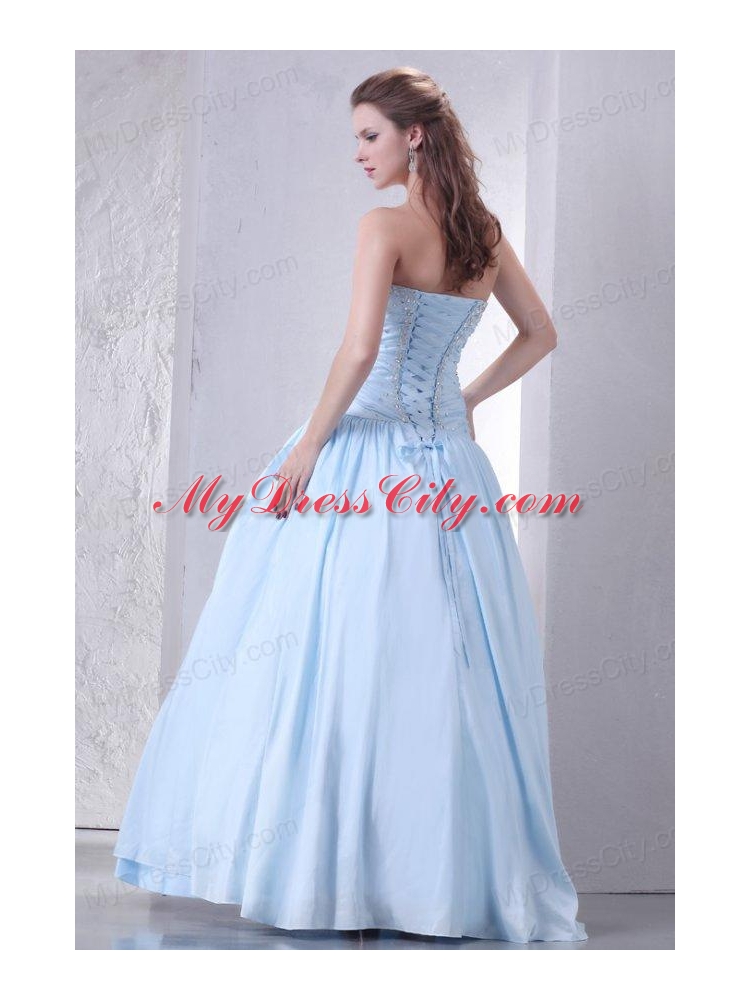 Sweetheart A-line Taffeta Beaded Decorate Prom Dress for 2014 Spring