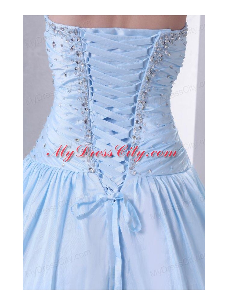 Sweetheart A-line Taffeta Beaded Decorate Prom Dress for 2014 Spring