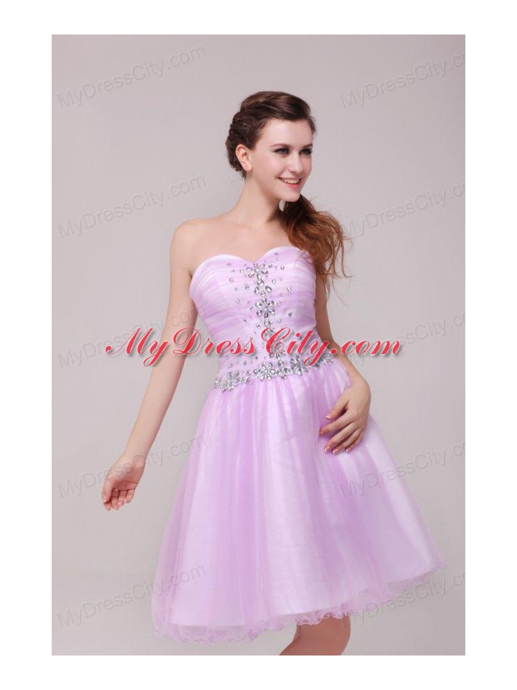 A-line Lavender Sweetheart Beading Prom Dress for Summer