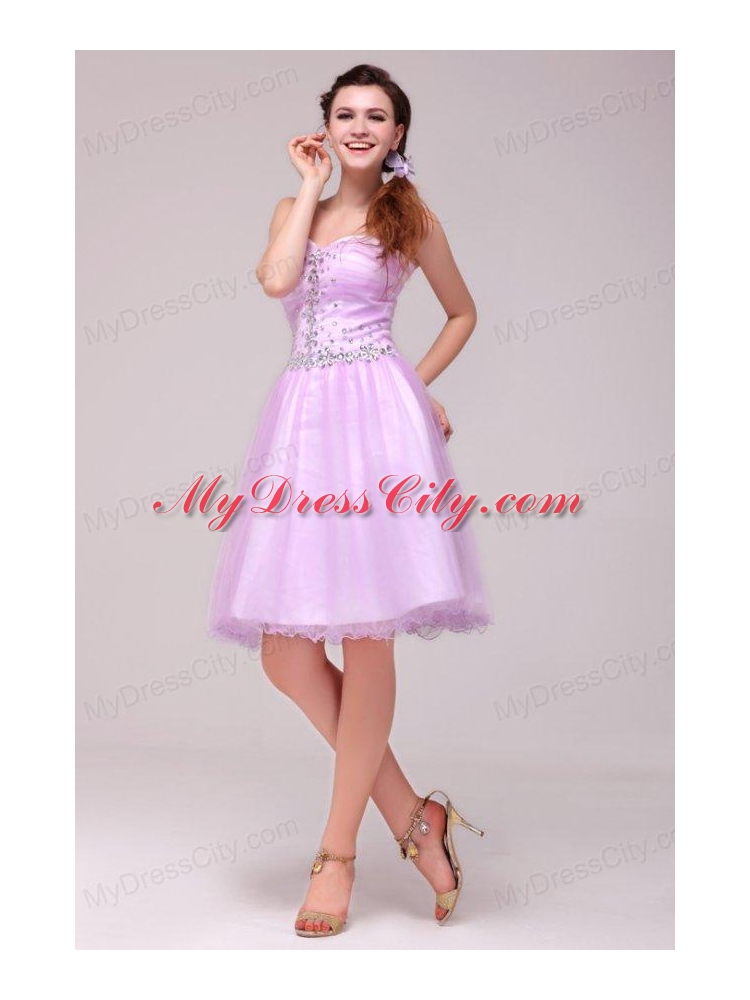 A-line Lavender Sweetheart Beading Prom Dress for Summer