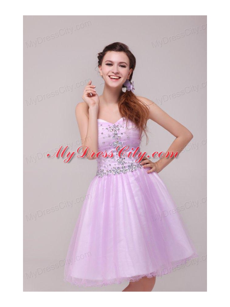 A-line Lavender Sweetheart Beading Prom Dress for Summer