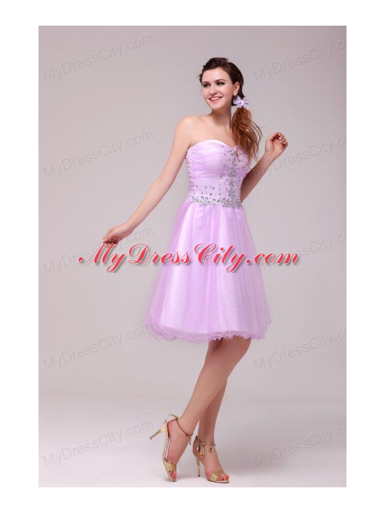 A-line Lavender Sweetheart Beading Prom Dress for Summer