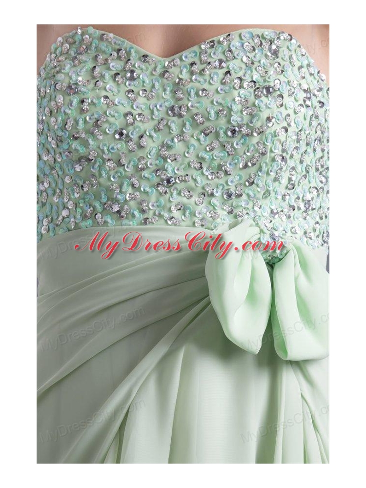 A-line Sweetheart High-low Green Beading Chiffon Prom Dress