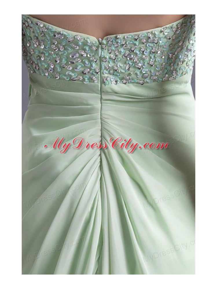 A-line Sweetheart High-low Green Beading Chiffon Prom Dress