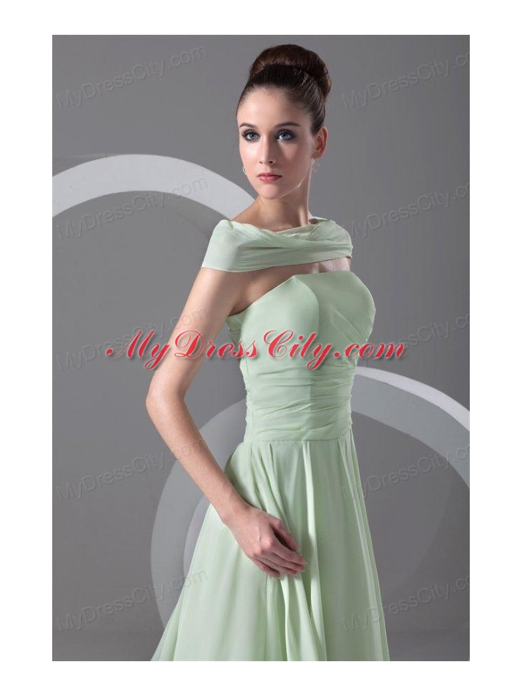 Elegant Empire Strapless Green Court Train Ruching Prom Dress