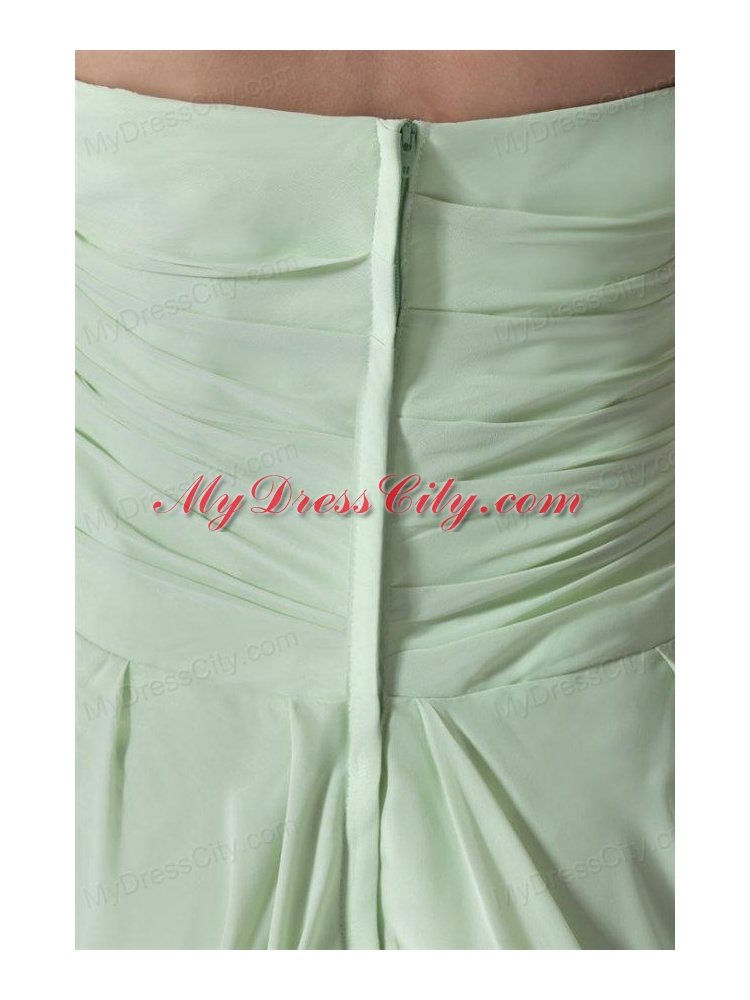 Elegant Empire Strapless Green Court Train Ruching Prom Dress