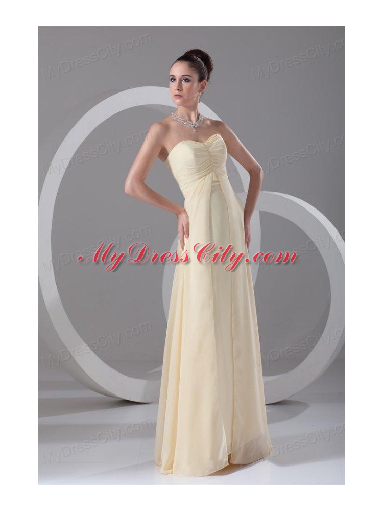 Elegant Empire Sweetheart Floor-length Champagne Ruching Chiffon Prom Dress