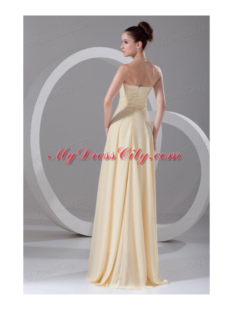 Elegant Empire Sweetheart Floor-length Champagne Ruching Chiffon Prom Dress