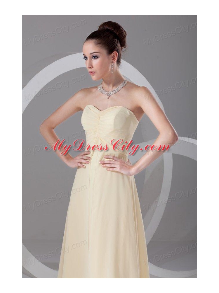 Elegant Empire Sweetheart Floor-length Champagne Ruching Chiffon Prom Dress