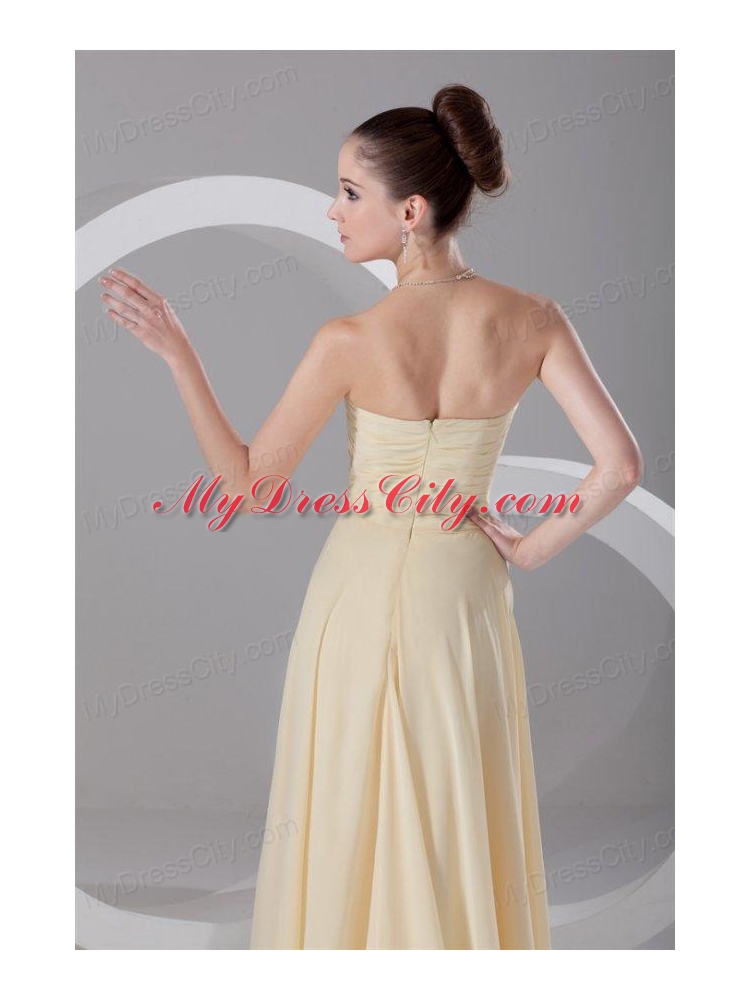 Elegant Empire Sweetheart Floor-length Champagne Ruching Chiffon Prom Dress