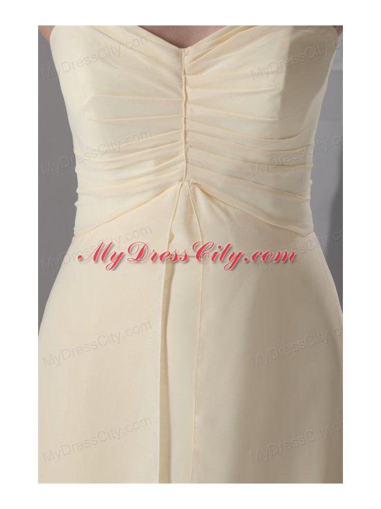 Elegant Empire Sweetheart Floor-length Champagne Ruching Chiffon Prom Dress