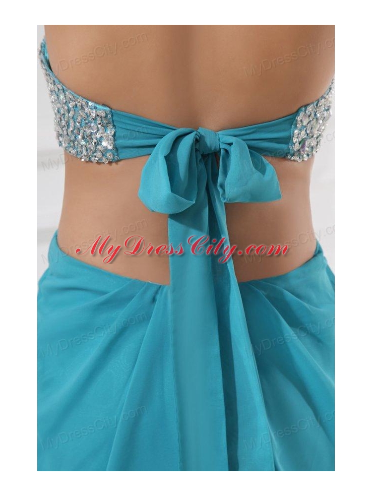 Empire Chiffon Sweetheart Beading and High Silt Floor-length Prom Dress