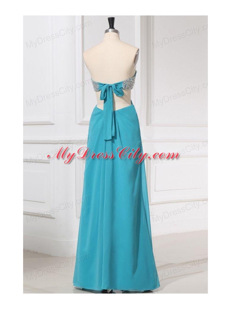 Empire Chiffon Sweetheart Beading and High Silt Floor-length Prom Dress