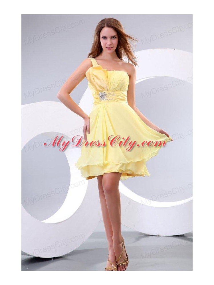 Empire One Shoulder Beading Chiffon Short Prom Dress Prom Dress