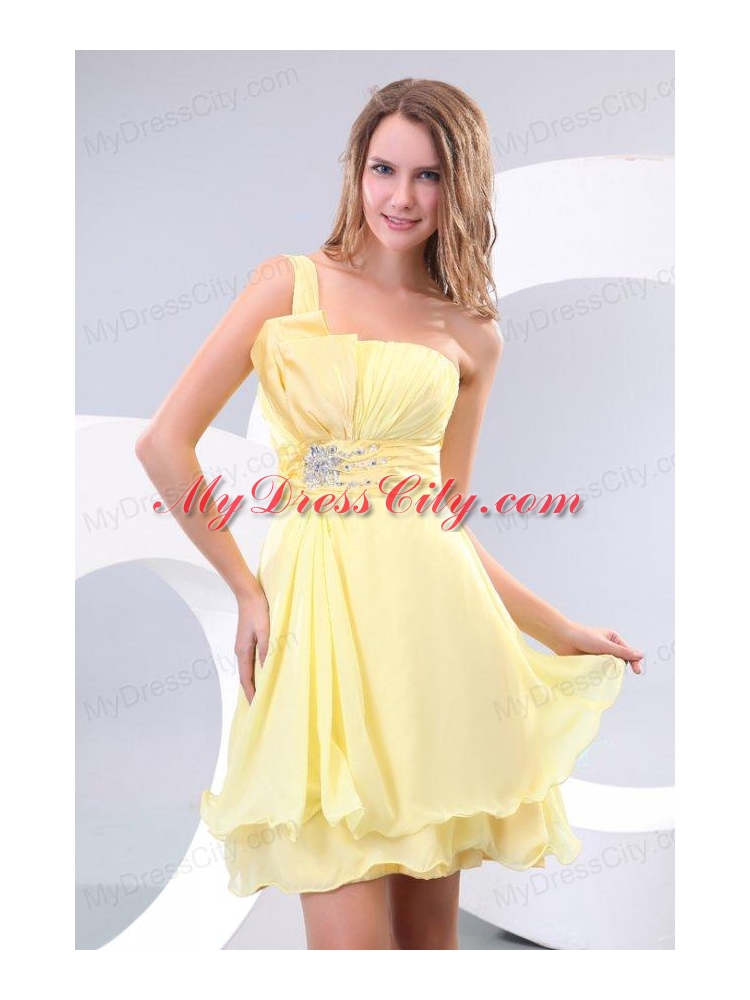 Empire One Shoulder Beading Chiffon Short Prom Dress Prom Dress