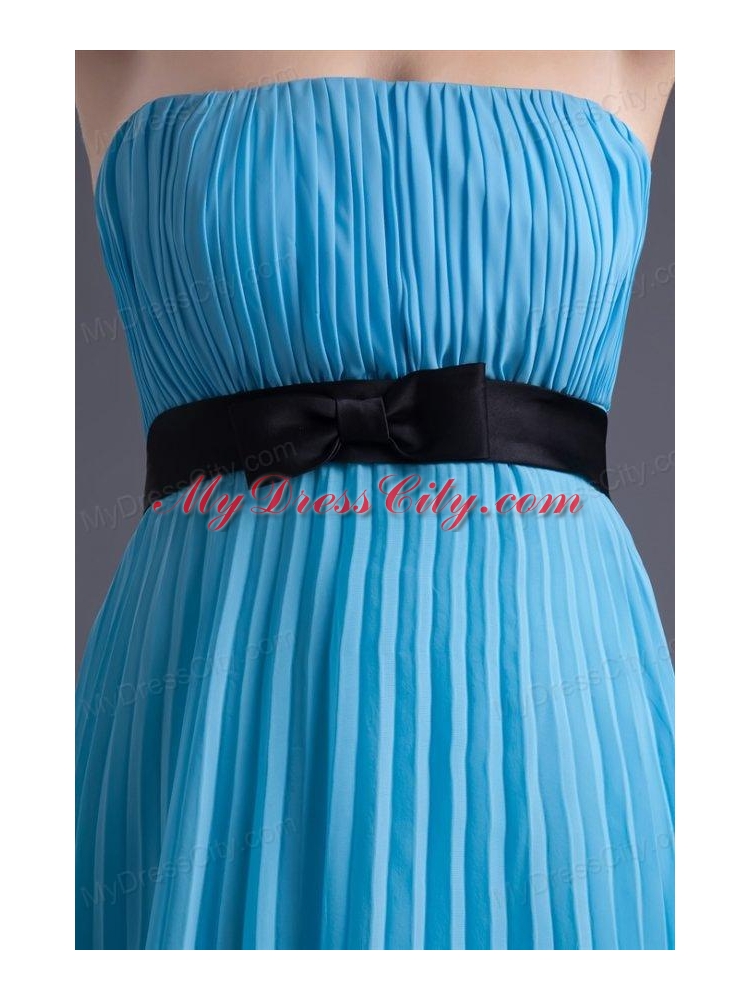 Empire Strapless Chiffon Aqua Blue Knee-length Prom Dress