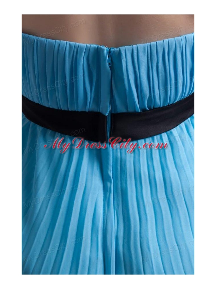 Empire Strapless Chiffon Aqua Blue Knee-length Prom Dress