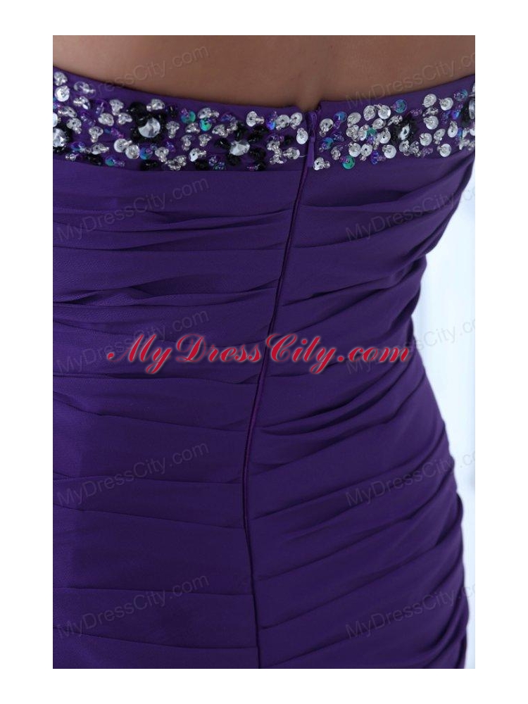 Mermaid Eggplant Purple Sweetheart High Slit Beading Chiffon Prom Dress