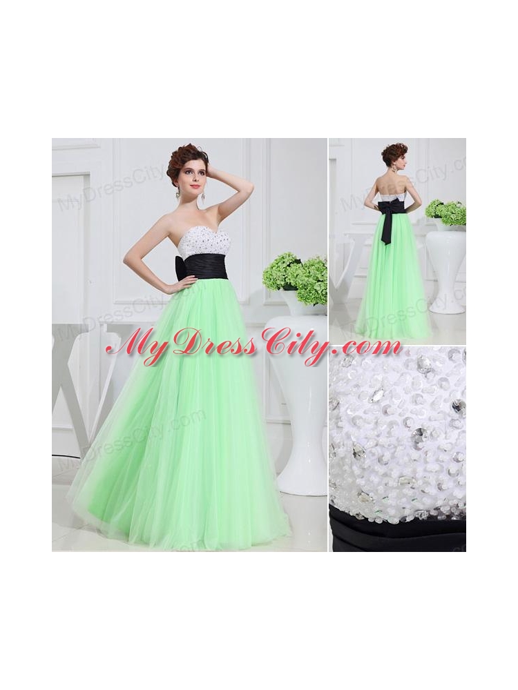 Apple Green Sweetheart Floor-length Sequins Apple Green Prom Dress