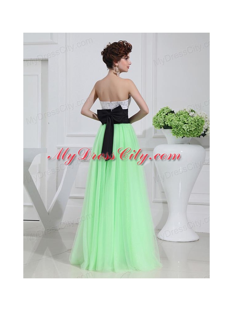 Apple Green Sweetheart Floor-length Sequins Apple Green Prom Dress