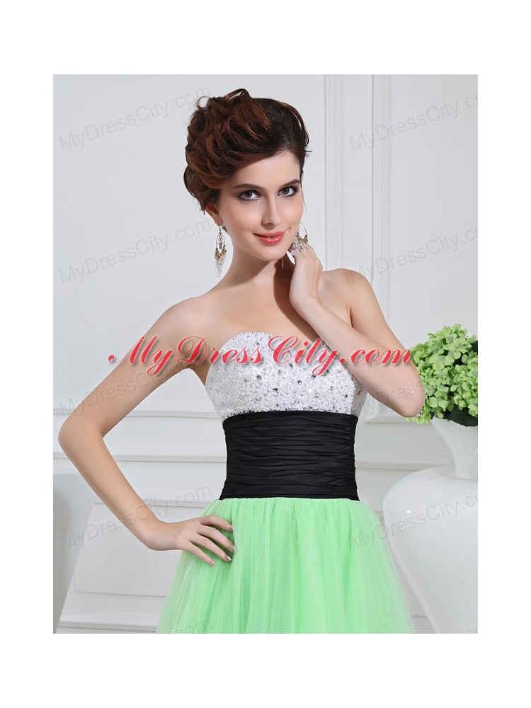 Apple Green Sweetheart Floor-length Sequins Apple Green Prom Dress